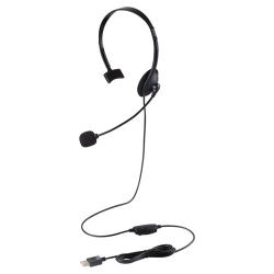 商品画像:有線ヘッドセット/片耳オーバーヘッド/小型/USB-A/1.8m/ブラック HS-HP01MUBK