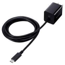商品画像:AC充電器/USB充電器/ケーブル一体型/USB Power Delivery準拠/20W/USB-C1ポート/USB-C1.5m/スイングプラグ/ブラック MPA-ACCP37BK