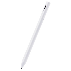商品画像:タッチペン/スタイラス/充電式/iPadモード・汎用モード切替/パームリジェクション対応/磁気吸着/USB-C充電/ペン先交換可能/ホワイト P-TPACSTHY01WH