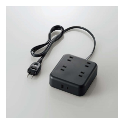 商品画像:USBタップ/USB Type-Cx1(最大20W)/USB-Ax1(最大12W)/最大出力20W/AC差込口x4/1.0m/ブラック T-U04-4210BK