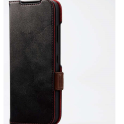 商品画像:かんたんスマホ3/レザーケース/手帳型/ステッチ/耐衝撃/磁石付き/ブラック PM-K222PLFYBK