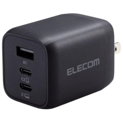 商品画像:ノートPC用ACアダプター/USB充電器/USB Power Delivery対応/PPS対応/65W/USB-C2ポート/USB-A1ポート/スイングプラグ/ブラック ACDC-PD4465BK