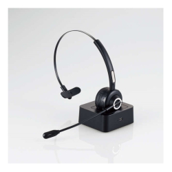 商品画像:Bluetooth片耳ヘッドセット/オーバーヘッドタイプ/充電台付/ブラック LBT-HSOH14BK
