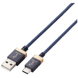 商品画像:AVケーブル/音楽伝送/USB Type-A to USB Type-Cケーブル/USB2.0/1.0m/ネイビー DH-AC10
