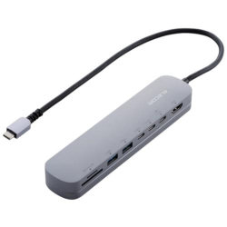 商品画像:Type-C ドッキングステーション/アルミボディ/固定用スタンド付き/USB-Ax2/HDMIx1/USB-Cx3/SD+microSDカードスロット/シルバー DST-C22SV