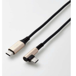 商品画像:ILMF/USB2.0ケーブル/C-Cタイプ/L字コネクタ/認証品/USB Power Delivery対応/3A出力/2.0m/ブラック U2C-CCL20NBK-IL