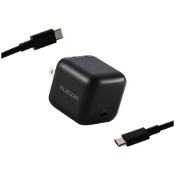 商品画像:ノートPC用ACアダプター/USB充電器/USB PD/65W/USB-C/USB-Cケーブル付属/1.5m/スイングプラグ/ブラック ACDC-PD12565BK