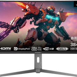商品画像:37.5インチ 曲面ウルトラワイドゲーミングモニター(3840x1600/IPS/144Hz/DP/HDMI/TypeC(PD65W)/スピーカー/チルト/高さ調整/スイベル/非光沢) JN-IPS375C144UWQHDR-H
