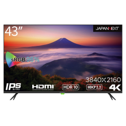 商品画像:43インチ ワイド 4K液晶ディスプレイ(3840x2160/HDMIx3/USB/IPS/HDR10/スピーカー/2年保証) JN-IPS4302TUHDR