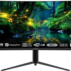 商品画像:34インチ ウルトラワイド曲面ディスプレイ(3440x1440/IPS/DP/HDMI/Type-C65W給電/PIP・PBP/スピーカー/チルト/高さ調整/スイベル/非光沢/2年保証) JN-IPSC34UWQHDR-C65W-H