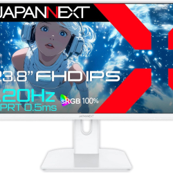 商品画像:23.8インチ ゲーミングモニター(1920x1080/IPS/120Hz/HDMI/VGA/スピーカー/非光沢/ホワイト/2年保証) JN-IPS238G120F-W
