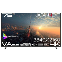 商品画像:75インチ ワイド 4K液晶ディスプレイ(3840x2160/VA/半光沢/HDMIx3/USB-A/HDR/スピーカー/2年保証) JN-V750U2-M