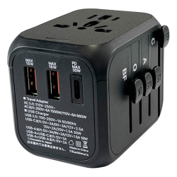 商品画像:海外用変換プラグA/C/O/BFタイプ USBA2+C PD30W 自動識別 WP-109M