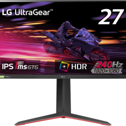 商品画像:27インチ ワイド液晶ディスプレイ(1920x1080/IPS/アンチグレア/HDMIx2/DP/240Hz/NVIDIA G-SYNC Compatible/チルト/高さ調節/ピボット) 27GP750-B