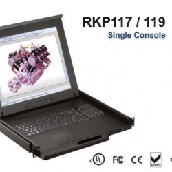 商品画像:1U 17インチLCDモニター キーボード ドロアー タッチパッドマウス 16ポート Cat6 Matrix-KVMスイッチ 2コンソール RKP117-MU1602E