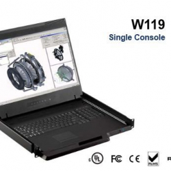 商品画像:1U 19インチワイド 2コンソール1ユーザー USBハブ付8ポートKVMドロアー W119-802HE