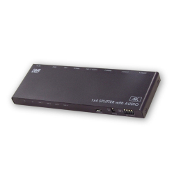商品画像:4K60Hz/ダウンスケール対応 外部音声出力付 HDMI分配器(1入力4出力) RS-HDSP4PA-4K