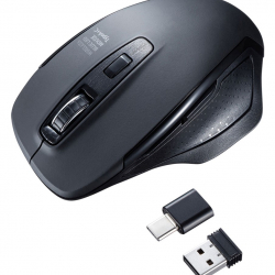 商品画像:静音ワイヤレスブルーLEDマウス MA-WBLC169BK
