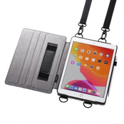 商品画像:iPad 10.2インチ スタンド機能付きショルダーベルトケース PDA-IPAD1612BK