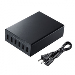 商品画像:USB充電器(6ポート・合計12A・ブラック) ACA-IP67BK