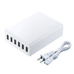 商品画像:USB充電器(6ポート・合計12A・ホワイト) ACA-IP67W
