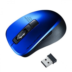 商品画像:静音ワイヤレスブルーLEDマウス(5ボタン・ブルー) MA-WBL153BL
