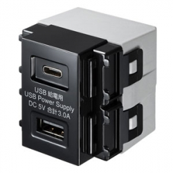 商品画像:埋込USB給電用コンセント(TYPEC搭載) TAP-KJUSB1C1BK
