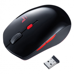 商品画像:静音ワイヤレスブルーLEDコンボマウス(ブラックxレッド) MA-WBTBL193BKR