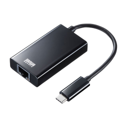 商品画像:USB3.2 TypeC-LAN変換アダプタ(USBハブポート付・ブラック) USB-CVLAN4BKN