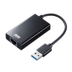 商品画像:USB3.2-LAN変換アダプタ(USBハブポート付・ブラック) USB-CVLAN3BKN