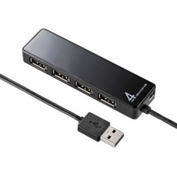 商品画像:HDD接続対応・面ファスナー付4ポートUSB2.0ハブ USB-HTV410BKN2