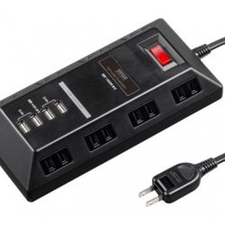 商品画像:USB充電ポート付きタップ 平型 ブラック TAP-B109U-3BK