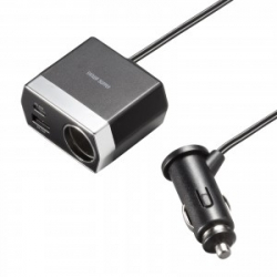 商品画像:ソケット付き車載充電器(USB PD20W Type-C+USB A・1.2m) CAR-CHR82CPD