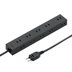 商品画像:電源タップ 2P 10個口 強力ネオジムマグネット シャッター付 TAP-2210-5BK