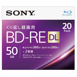 商品画像:ビデオ用BD-RE 書換型 片面2層50GB 2倍速 ホワイトプリンタブル 20枚パック 20BNE2VJPS2