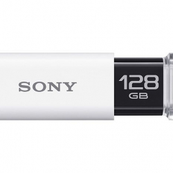 商品画像:USB3.0対応 ノックスライド式USBメモリー ポケットビット 128GB ホワイト キャップレス USM128GU W