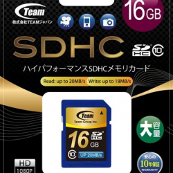 商品画像:SDHC SDカード CLASS10 16GB 20Mb/s TG016G0SD28K