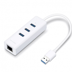 商品画像:USB3.0対応 Giga 有線LANアダプタ + USB3.0 ハブ 3ポート プラグ&プレイ 2-in-1 USB アダプタ UE330