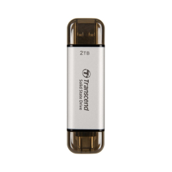 商品画像:ポータブルSSD 2TB USB形状 10Gbps TypeC/A両対応 シルバー TS2TESD310S