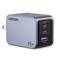 商品画像:UGREEN Nexode Pro PD 急速充電器 65W GaN 2C1A 3ポート USB-C to USB-Cケーブル付き Gray 25870 UGR-OT-000008