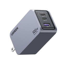 商品画像:UGREEN Nexode Pro PD 急速充電器 100W GaN 2C1A 3ポート USB-C to USB-Cケーブル付き Gray 25873 UGR-OT-000010