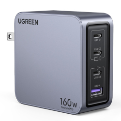 商品画像:UGREEN Nexode Pro PD 急速充電器 160W GaN 3C1A 4ポート USB-C to USB-Cケーブル付き 25876 UGR-OT-000011