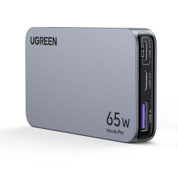 商品画像:UGREEN Nexode Pro 薄型急速充電器 65W GaN 2C1A 3ポート 海外用変換プラグ付き 25356 UGR-OT-000009