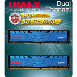 商品画像:UMAX デスクトップ向け DDR4 3200 32GB(16GX2)ヒートシンク付き[] UM-DDR4D-3200-32GBHS