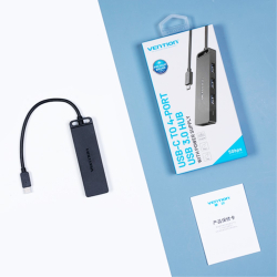 商品画像:Type-C to 4-Port USB 3.0 Hub with Power Supply Black 0.15M ABS Type TG-8221