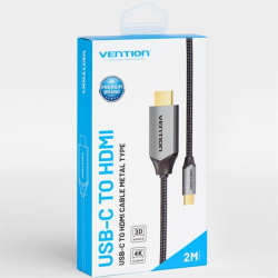 商品画像:USB-C to HDMIケーブル コットン編み 2M Black アルミニウム合金 CR-2106