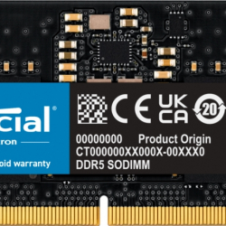 商品画像:ノートPC用増設メモリ 8GB(8GBx1枚)DDR5 4800MT/s(PC5-38400)CL40 SODIMM 262pin CT8G48C40S5