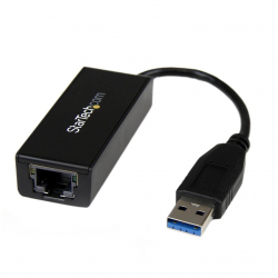 商品画像:USB有線LANアダプター/USB-A接続/USB 3.0/10/100/1000Mbps/各種OS/ブラック/ギガビットイーサネット/ノートパソコン用 RJ45 ネットワーク 変換 コンバーター USB31000S