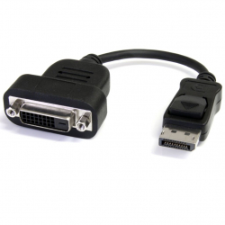 商品画像:DisplayPort(オス)-DVI(メス)アクティブ変換アダプタ ディスプレイポート/ DP-DVI-D (25ピン) シングルリンク変換ケーブル 1920x1200 ブラック DP2DVIS