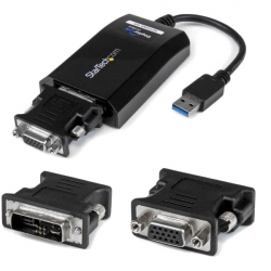 商品画像:USBディスプレイアダプター/USB 3.0/USB Type-A-DVI(DVI-VGAアダプター付き)/2048 x 1152/USBビデオアダプター USB32DVIPRO